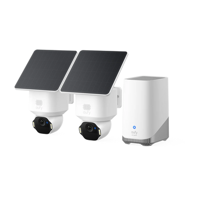 FENIVA | Eufy SoloCam E42 2+1 (HomeBase S380) - Risoluzione 4K UHD (8 MP) / Sirena e luce stroboscopica - L'AI rileva persone, veicoli e animali domestici - HomeBase S380 espandibile fino a 16 TB - Batteria ricaricabile 10.000 mAh integrata - Adatto p...