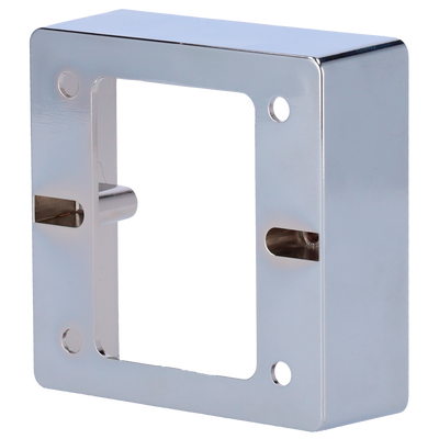 Box per pulsante - Compatibile con la selezione dei prodotti - Installazione su superficie - Realizzato in lega di zinco - Misure 86 (H) x 86 (l) x 30 (P) mm - Foro di collegamento