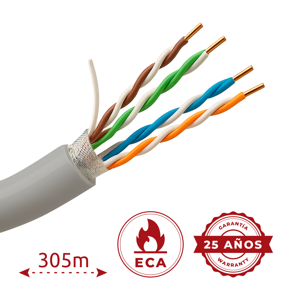 Cavo FTP Safire - Categoria 5E - Bobina di 305 metri | Diametro 5 mm - Conduttore CCA  - Diametro 5.5 mm - Certificato ISO/IEC11801