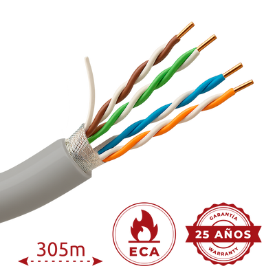 Cavo FTP Safire - Categoria 5E - Bobina di 305 metri | Diametro 5 mm - Conduttore CCA  - Diametro 5.5 mm - Certificato ISO/IEC11801