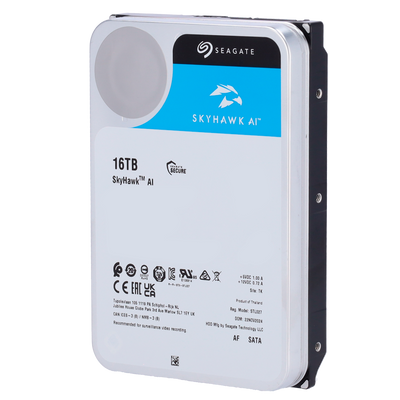 Hard Disk Seagate Skyhawk AI - Capacità 16 TB - Interfaccia SATA 6 GB/s - Fino a 32 trasmissioni di intelligenza artificiale - Modello ST16000VE002 - Speciale per videoregistratore di rete (NVR)