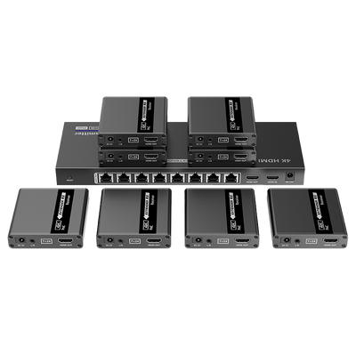 Splitter-Extender HDMI1x8 - 1 trasmettitore / 8 ricevitori - Risoluzione fino a 4K@30Hz - Autonomia fino a 70m - Su cavo UTP CAT6/6A/7 - Controllo RS232