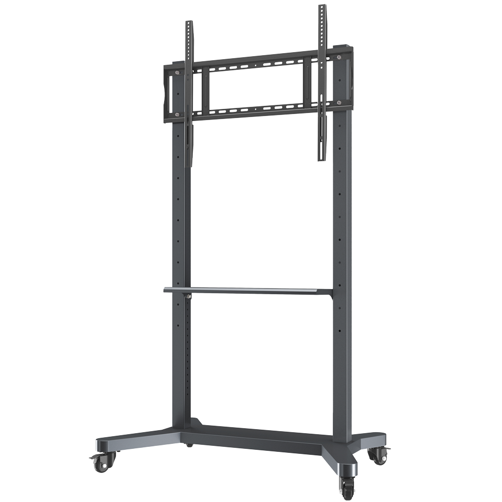 Supporto da pavimento con rotelle e portaoggetti - Peso supportato 100Kg - VESA 800x600mm - Altezza regolabile