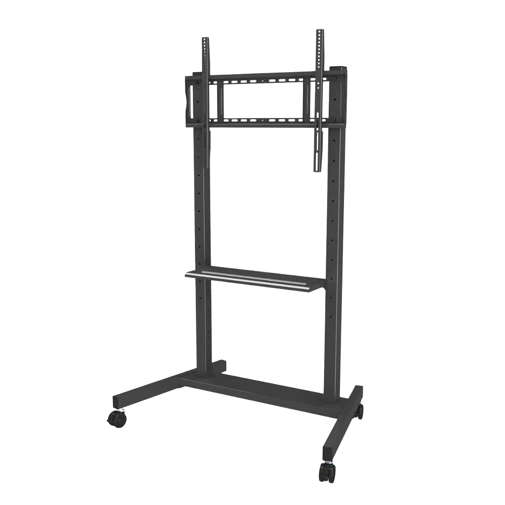 Supporto da pavimento con rotelle e portaoggetti - Peso supportato 100 Kg - VESA 800x600 mm - Altezza regolabile