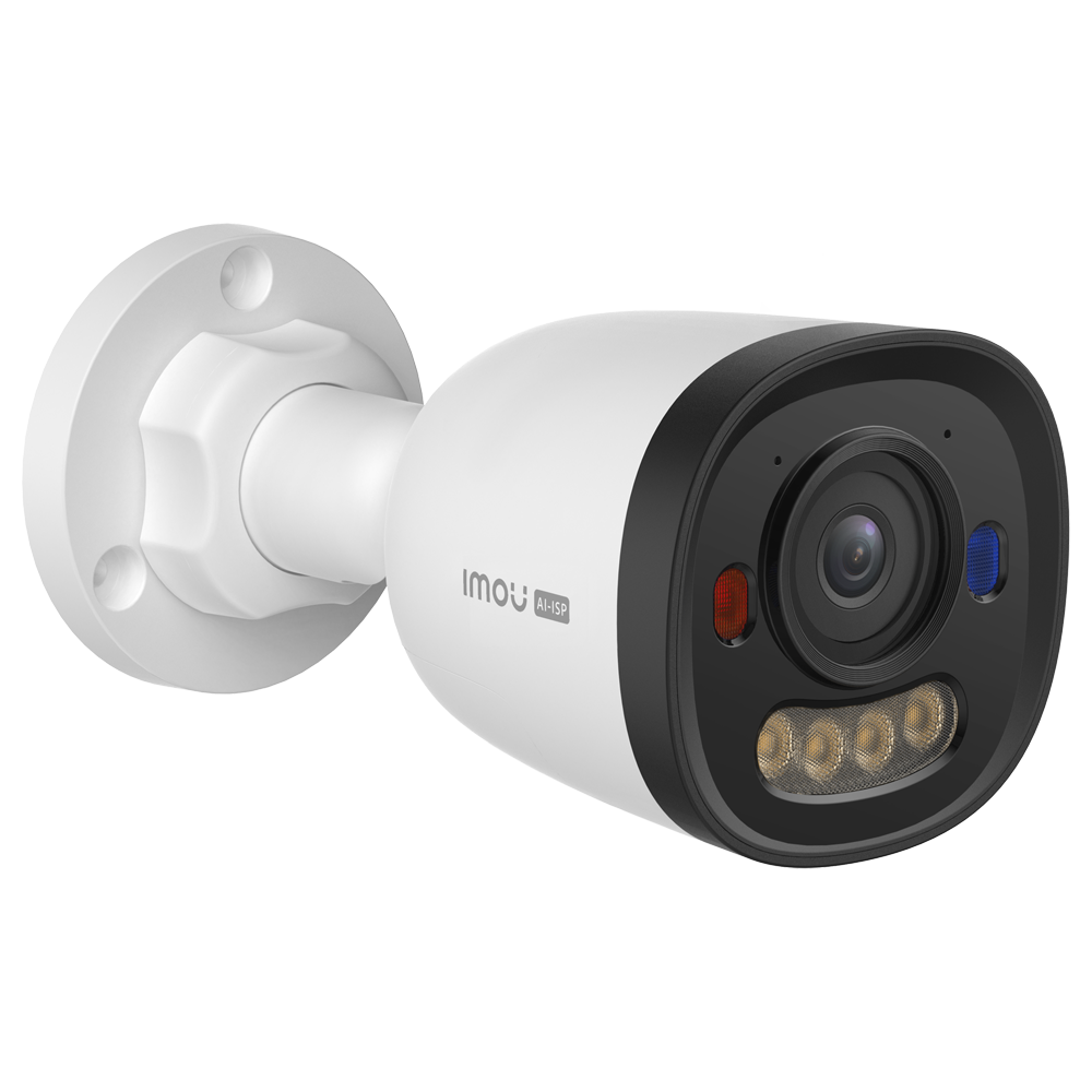 FENIVA | Cámara PU3E 6MP - Conexión PoE / Cámara de metal - 2.8 mm / IR 30 + Aurora Full Color - Audio bidireccional / Sirena + Flash azul-rojo - IMOU SENSE / AOR - Apto para exterior / IP67