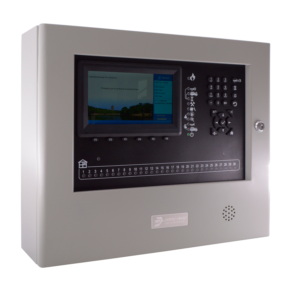 Centrale analogica Jade Bird a 4 loop estendibile - Fino a 8 loop con JBE-P2L2-2LP e JBE-EXP - Fino a 200 dispositivi per loop - USB per la programmazione e l'aggiornamento dei dati - Display LCD a colori di 7” - Certificati EN54-2