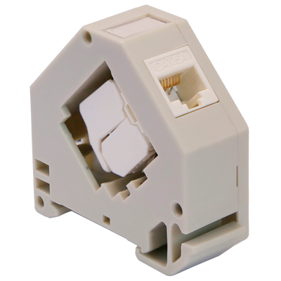 Connettore per cavi UTP - Connettore uscita RJ45 - Compatibile UTP categoria 6A - Facile installazione senza necessità di strumenti - Montaggio su guida DIN