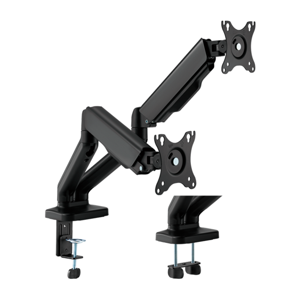 Supporto per doppio monitor - Installazione a tavolo - Carico massimo 9 Kg/braccio - Inclinazione -90º +90º - VESA 75x75mm - VESA 100x100mm