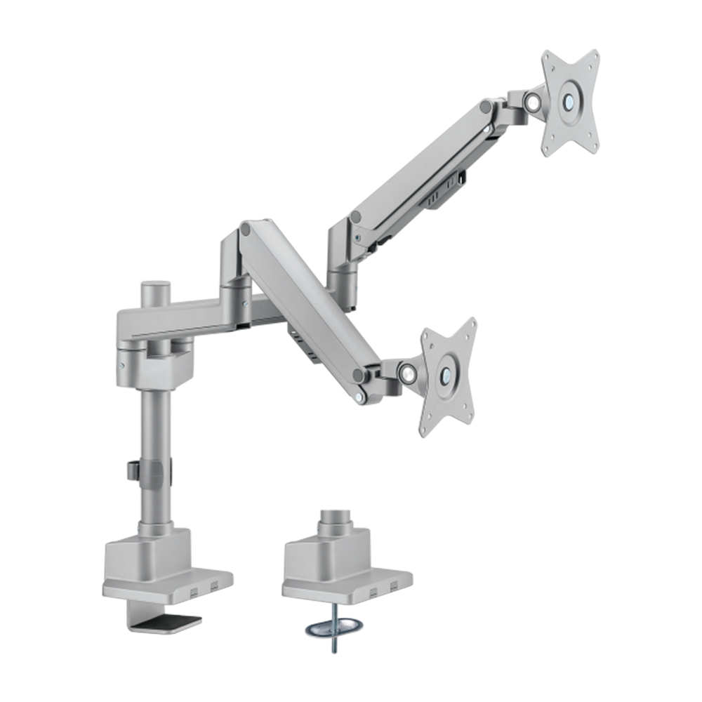Supporto per doppio monitor - Installazione a tavolo - Carico massimo 9 Kg/braccio - Inclinazione -45º +45º - VESA 75x75mm - VESA 100x100mm