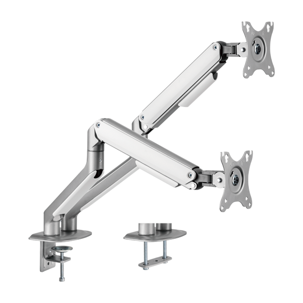 Soporte para doble monitor - Instalación en mesa - Carga máxima 9 Kg/brazo - Inclinación -55º +55º - VESA 75x75mm - VESA 100x100mm