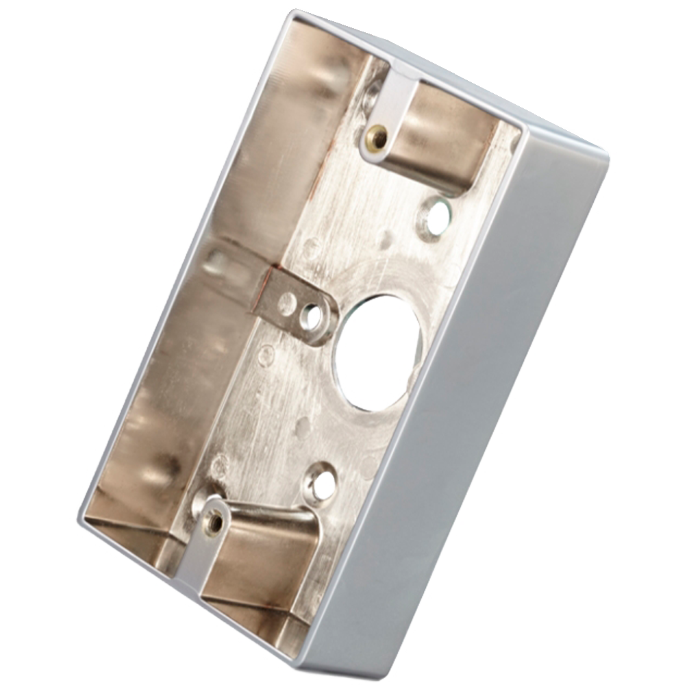 Box per pulsante - Compatibile con ISK-841D - Installazione di superficie - Realizzato in lega di zinco - Resistente e duraturo - Foro di collegamento