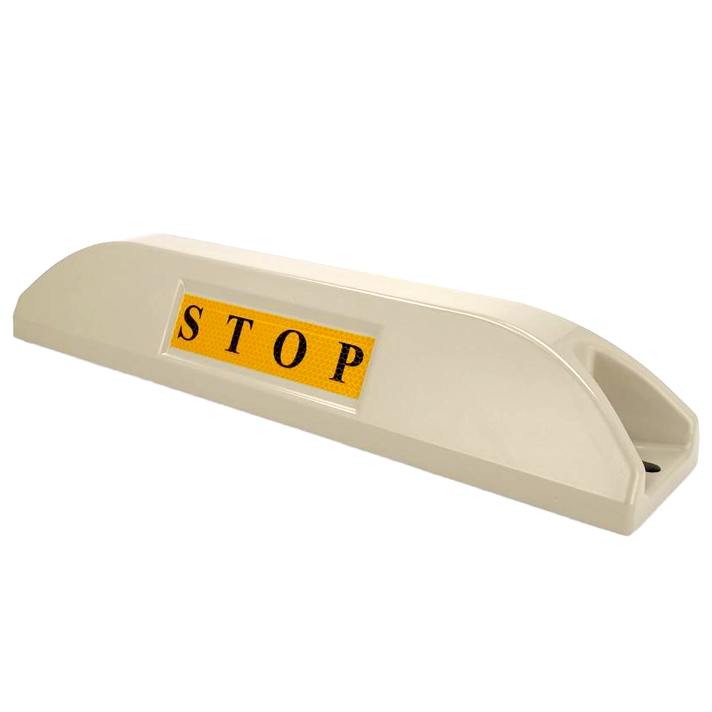 Cordolo fermaruota per parcheggi - Strisce riflettenti - Misure: 550 (H) x 95 (I) x 120 (P) mm - Installazione su superficie - Realizzato in acciaio