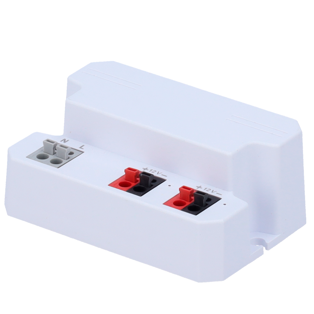 Fuente de alimentación conmutada - Entrada AC 100V ~ 240V - Salida 2 canales - Salida DC 12 V / 2 A (24W) - Color blanco