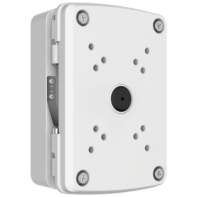 Scatola di giunzione - Per telecamere bullet o dome - Per esterni - Installazione a tetto o parete - Colore bianco - Passacavo