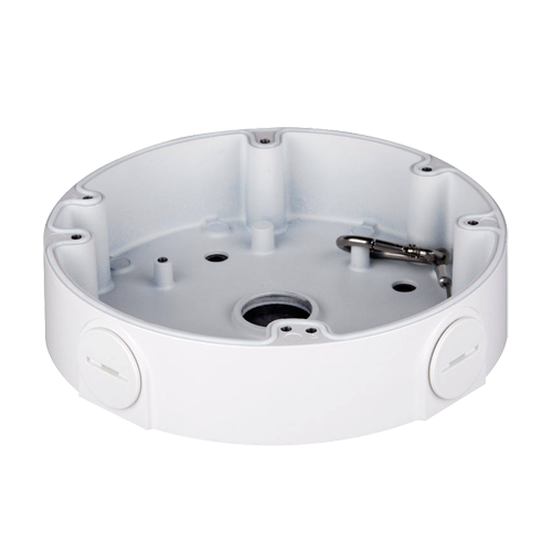 Scatola di giunzione - Per telecamere dome - Per esterni - Installazione a tetto o parete - Colore bianco - Passacavo