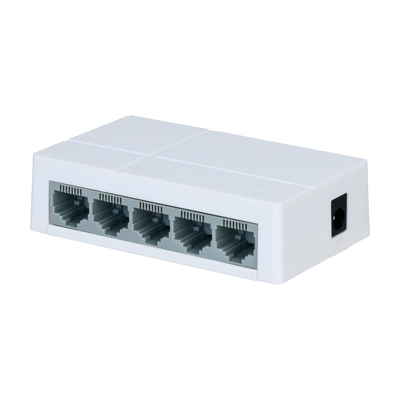 Switch Branded Fast Ethernet - 5 porte RJ45 - Velocità 10/100Mbps - Buffer migliorato per trasmissione video - Plug and Play - Alloggiamento in Plastica