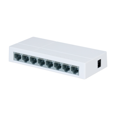 Switch Branded Fast Ethernet - 8 porte RJ45 - Velocità 10/100Mbps - Buffer migliorato per trasmissione video - Plug and Play - Alloggiamento in Plastica