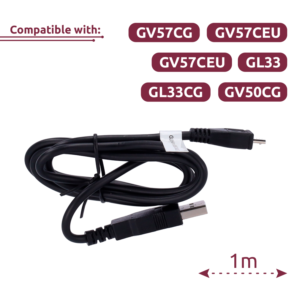 Cavo micro USB 100CM - Per la configurazione e l'aggiornamento del firmware - Compatibile con GV57CG/GV57CEU/GL33/GL33CG/GV50CG