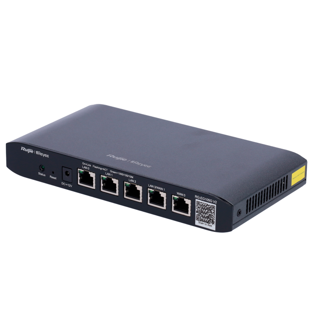 Reyee Router Controller Cloud - 5 Porte RJ45 10/100 /1000 Mbps - Supporta fino a 2 WAN per il failover o il bilanciamento - Fino a 600Mbps di larghezza di banda - Server VPN IPSec