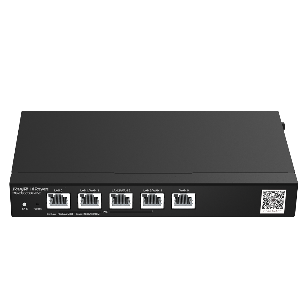 Reyee Router PoE Controller Cloud - 4 Porte PoE+ LAN + 1 Porta WAN - 5 Porte RJ45 10/100 /1000 Mbps - Supporta fino a 4 WAN per il failover o il bilanciamento - Fino a 1500 Mbps di larghezza di banda - Server VPN IPSec
