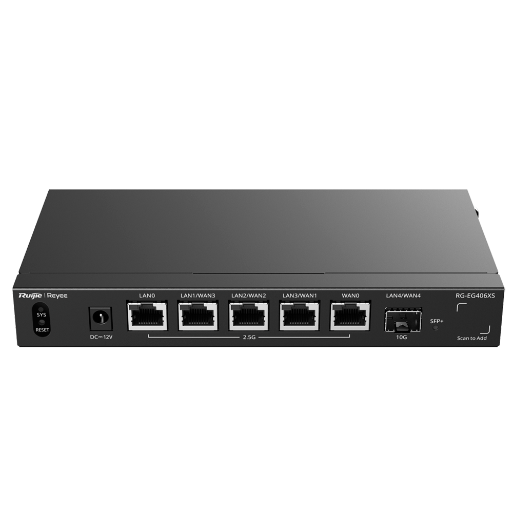Reyee Router Cloud - 5 Porte RJ45 + 1 SFP+ 10Gigabit - Funzioni di base del Firewall  - Supporta fino a 5 WAN per il failover o il bilanciamento - Fino a 2500 Mbps di larghezza di banda - Fino a 400 utenti consigliati