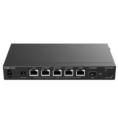 Reyee Router Cloud - 5 Porte RJ45 + 1 SFP+ 10Gigabit - Funzioni di base del Firewall  - Supporta fino a 5 WAN per il failover o il bilanciamento - Fino a 2500 Mbps di larghezza di banda - Fino a 400 utenti consigliati
