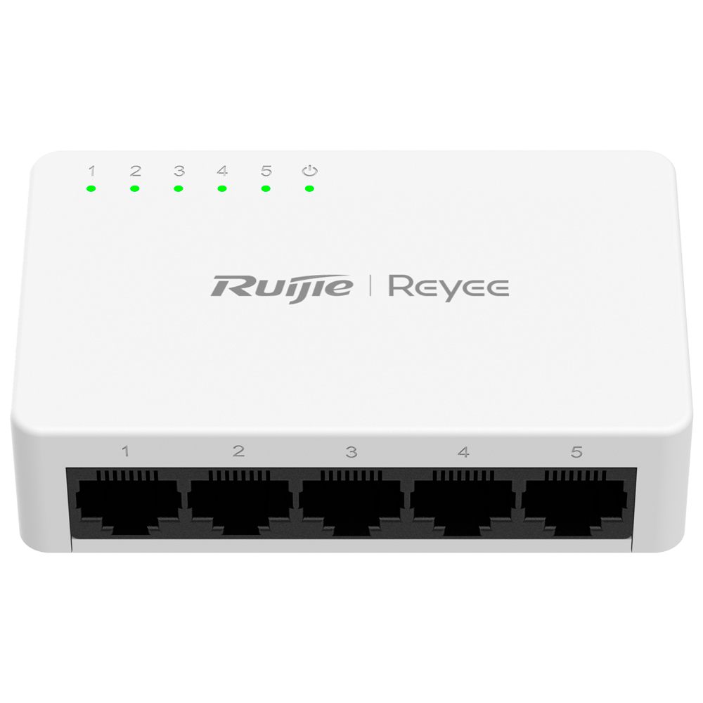 Reyee Switch da Tavolo - Alloggiamento in Plastica - 5 porte RJ45 - Velocità 10/100 Mbps - Plug and Play - Tecnologia a risparmio energetico