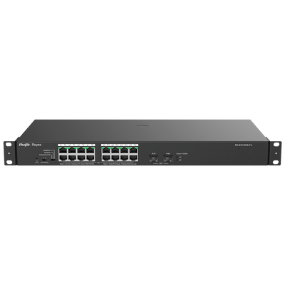 Reyee Switch PoE da Tavolo - 16 Porte RJ45 + 2 Uplink SFP - 16 Porte Gigabit + 2 Porte Gigabit - 16 Porte PoE+ 802.3af/at | Potenza totale 247W - Isolamento porte / Controllo del flusso - Plug and Play