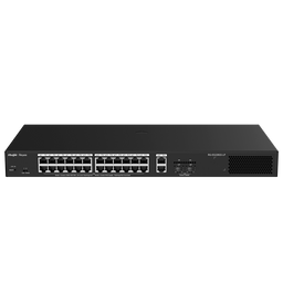 Reyee Switch PoE Cloud Managed - 24 PoE 802.3af/at + 2 SFP + 2 uplink RJ45 - 26 RJ45 10/100/1000Mbps + 2 SFP 10/100/1000 - 30W per porta 802.3af/at / Massimo 250W - VLAN/Port Isolation/Loop Detection - Limite di Velocità della Porta