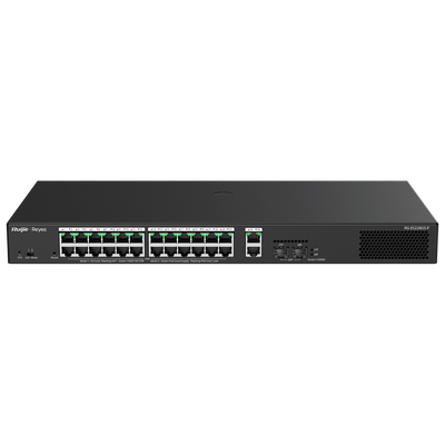 Reyee Switch PoE Cloud Managed - 24 PoE 802.3af/at + 2 SFP + 2 uplink RJ45 - 26 RJ45 10/100/1000Mbps + 2 SFP 10/100/1000 - 30W per porta 802.3af/at / Massimo 370W - VLAN/Port Isolation/Loop Detection - Limite di Velocità della Porta