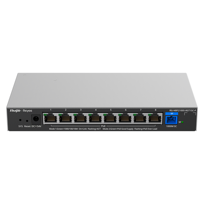 Reyee E-Lighten Switch PoE Cloud Layer 2 - 8 porte RJ45 Gigabit  802.3af/at - 1 Porta ottica SC 1G (PON) - 30W per porta 802.3af/at / Massimo 120W - VLAN/Port Isolation/Loop Prevention - DHCP Snooping/Port Mirroring