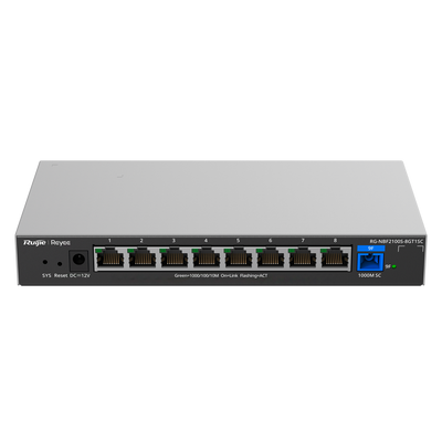 Reyee E-Lighten Switch Cloud Layer 2 - 8 porte RJ45 Gigabit  - 1 Porta ottica SC 1G (PON) - Velocità 10/100/1000 Mbps - VLAN/Port Isolation/Loop Prevention - DHCP Snooping/Port Mirroring