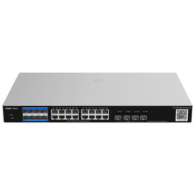 Reyee E-Lighten Switch Cloud Layer 3 - 16 porte RJ45 Gigabit + 4 porte SFP+ 10 Gbps - 8 Porte SFP E-Lighten (PON/Ethernet) - Static LAG/DHCP Snooping/IGMP Snooping/Port Mirroring - VLAN/Porta Isolation/STP/RSTP/ACL/QoS/802.1X - Server DHCP/Ro...