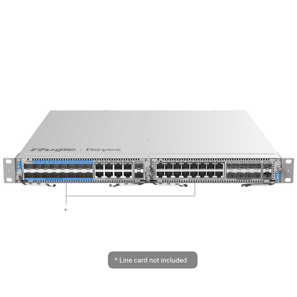 Reyee E-Lighten Switch Layer 3 Modulare - 2 Slot di Espansione (dimensione totale di 1U) - Fino a 16 Porte E-Lighten Splitting &amp; Ethernet - Fino a 48 Porte RJ45 / 16 SFP GE / 4 SFP+ - Static LAG/DHCP Snooping/IGMP Snooping/Port Mirroring ...