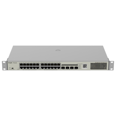 Reyee Switch PoE Cloud Layer  2 - 24 porte PoE Gigabit+ 4 SFP Gigabit - 30W per porta 802.3af/at / Massimo 370W - Static LAG/DHCP Snooping/IGMP Snooping/Port Mirroring - VLAN/Port Isolation/STP/RSTP/ACL/QoS/LACP/SNMP - Montaggio su rack