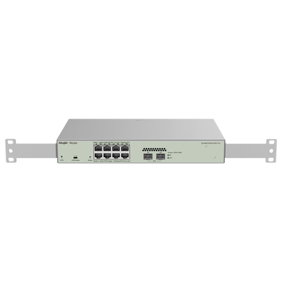 Reyee Switch PoE Cloud Layer  2 - 8 porte PoE+ Gigabit+ 2 SFP Gigabit - 30W per porta 802.3af/at / Massimo 125W - Static LAG/DHCP Snooping/IGMP Snooping/Port Mirroring - VLAN/Port Isolation/STP/RSTP/ACL/QoS/LACP/SNMP - Montaggio su rack