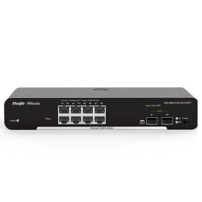 Reyee Switch Cloud Layer  2 - 8 porte Gigabit+ 2 SFP Gigabit - Velocità 10/100/1000 Mbps - Static LAG/DHCP Snooping/IGMP Snooping/Port Mirroring - VLAN/Port Isolation/STP/RSTP/ACL/QoS/LACP/SNMP - Montaggio su rack