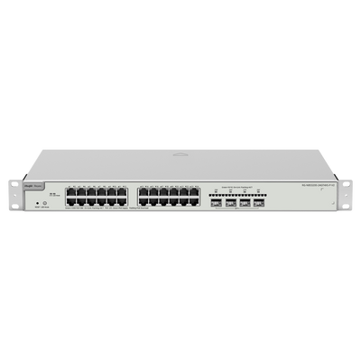 Reyee Switch PoE Cloud Layer  2+ - 24 porte PoE Gigabit+ 4 10Gbps SFP+ - 30 W per porta 802.3af/at / Massimo 370W - Static LAG/DHCP Snooping/IGMP Snooping/Port Mirroring - VLAN/Port Isolation/STP/RSTP/ACL/QoS - Montaggio su rack
