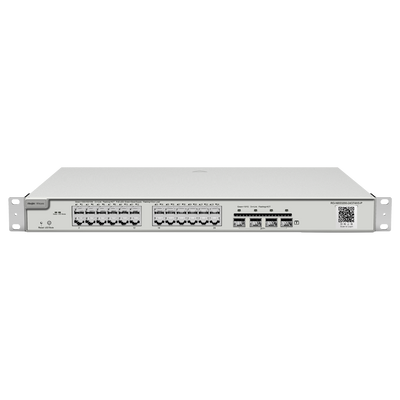 Reyee Switch PoE Cloud Layer  2+ - 24 porte PoE Gigabit+ 4 10Gbps SFP+ - 30 W per porta 802.3af/at / Massimo 370W - Static LAG/DHCP Snooping/IGMP Snooping/Port Mirroring - VLAN/Port Isolation/STP/RSTP/ACL/QoS - Montaggio su rack