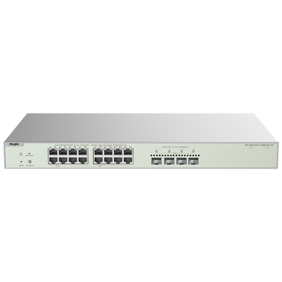 Reyee Switch PoE Cloud Layer  2 - 16 porte PoE MultiGigabit+ 4 10Gbps SFP+ -  PoE 802.3af/at/bt fino a 90w / Massimo 370W - Static LAG/DHCP Snooping/IGMP Snooping/Port Mirroring - VLAN/Port Isolation/STP/RSTP/ACL/QoS - Montaggio su rack