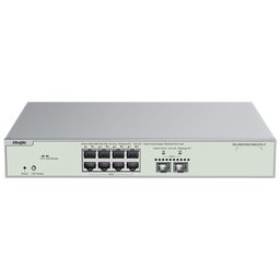 Reyee Switch PoE Cloud Layer  2 - 8 porte PoE MultiGigabit+ 2 10Gbps SFP+ -  PoE 802.3af/at Massimo 240W - Static LAG/DHCP Snooping/IGMP Snooping/Port Mirroring - VLAN/Port Isolation/STP/RSTP/ACL/QoS - Montaggio su rack