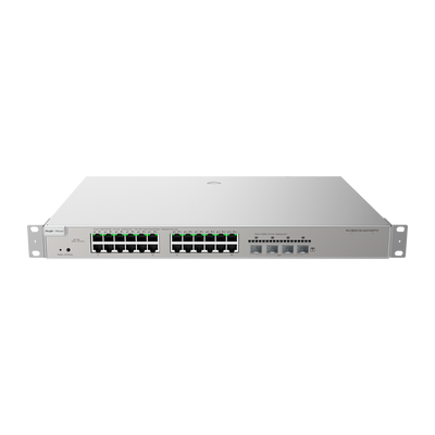 Reyee Switch PoE Cloud Layer  3 - 24 porte PoE RJ45 Gigabit + 4 SFP Gigabit - 30W per porta 802.3af/at / Massimo 370W - Static LAG/DHCP Snooping/IGMP Snooping/Port Mirroring -  VLAN/Porta Isolation/STP/RSTP/ACL/QoS/802.1X - Server DHCP/Rotte ...