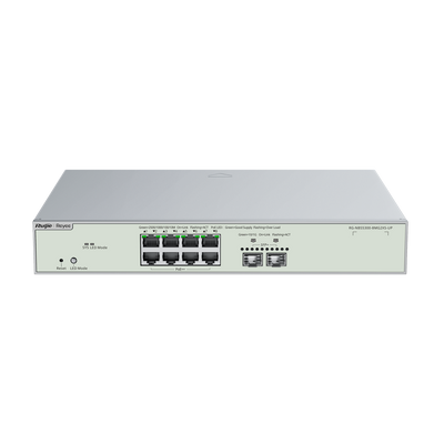 Reyee Switch Cloud Gestibile L3 - 8 porte Hi-PoE RJ45 + 2 porte SFP+ - 8 Porte Multi-Gigabit + 2 Porte 10G - VLAN/Port Isolation/STP/RSTP/ACL - DHCP Snoop/IGMP Snoop - Montaggio su rack
