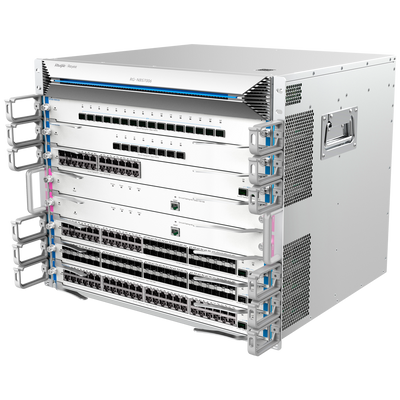 Reyee Switch Layer L3 modulare - 6 Slot di Espansione (dimensione totale di 9U) - Fino a 288 porte GE / 288 SFP GE / 96 SFP+ - Static LAG/DHCP Snooping/IGMP Snooping/Port Mirroring - VLAN/Porta Isolation/STP/RSTP/ACL/QoS/802.1X - Server DHCP/...