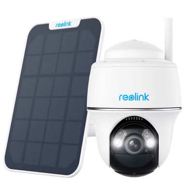 Reolink Telecamera WiFi  a Batteria con Pannello Solare - 5MP (2880 x 1616) - IR 10 m / Sirena - Rilevamento PIR di Persone / Veicoli / Animali domestici - Audio bidirezionale / Slot MicroSD - Adatta per esterni