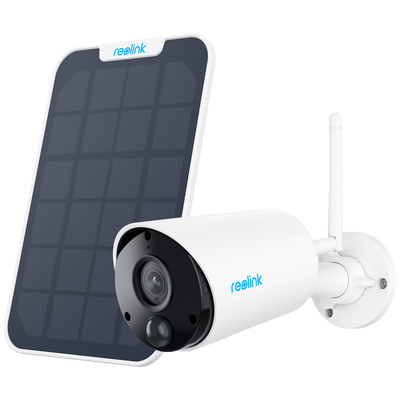 Reolink Telecamera WiFi a Batteria con Pannello Solare - 3MP (2304 x 1296) - IR 10 m / Sirena - Rilevamento PIR di Persone / Veicoli - Audio bidirezionale / Slot MicroSD - Adatta per esterni