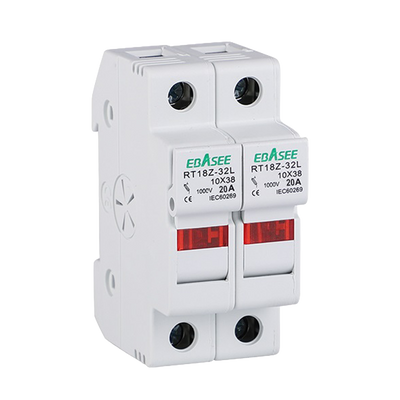 FENIVA | Fusible + Portafusible DC - Tensión máxima DC 1000V  - 2 polos - Corriente nominal DC 20A - Para proteger instalaciones fotovoltaicas - Instalación en carril DIN