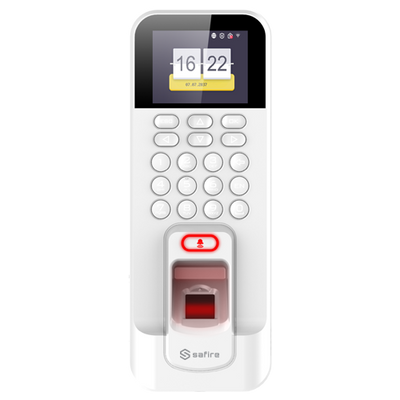 FENIVA | Controllo accessi e presenze - Impronte digitali, scheda MF e PIN - 3.000 utenti | 100.000 registri - TCP/IP, WiFi, USB, RS485, Wiegand e relè - Controllo integrato | Modalità di presenza - Software Safire Control Center | Bianco
