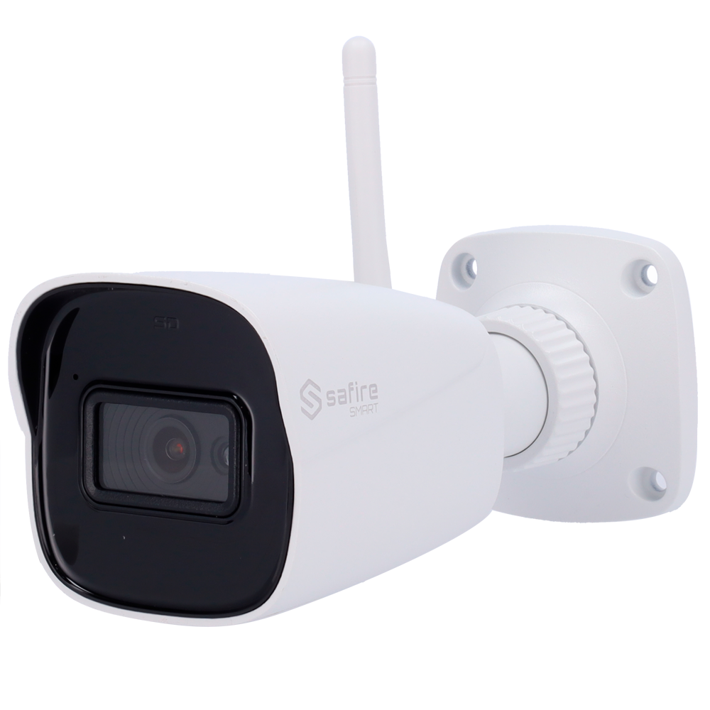 Safire Smart - Telecamera Bullet WiFi  E1 Intelligenza Artificiale - Risoluzione 5 Megapixel (2880×1620) - Ottica 2.8 mm | Audio IN | IR e Luce Bianca 30m - IA: Classificazione di persone e veicoli - Waterproof IP67