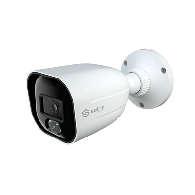 Safire Smart - Cámara Bullet IP gama B1 con luz dual - Resolución 8 Megapíxel (3840×2160) - Lente 2.8 mm | Micrófono integrado - IR + Led blanco 20~30m - Impermeabilidad IP67 | PoE (IEEE802.3af)